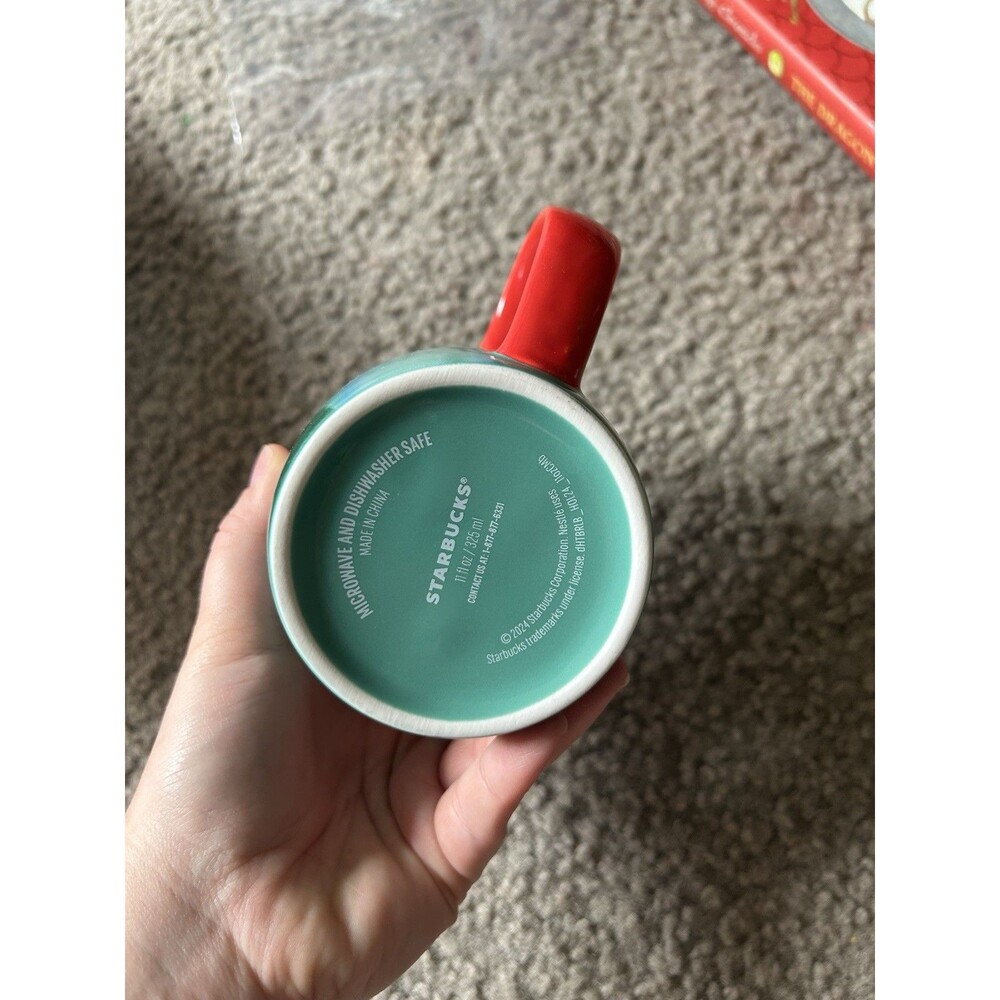 Starbucks 2024 Holiday Green Blue Marbled Coffee Cup Mug 11 Oz - Picture 4 of 5
